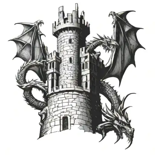 A Dragon Mixing Audio Tracks On A Medieval Castle Turret