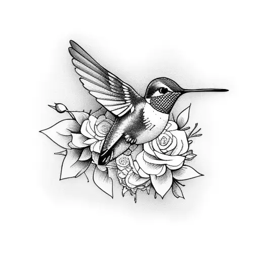 Hummingbird With Flowers