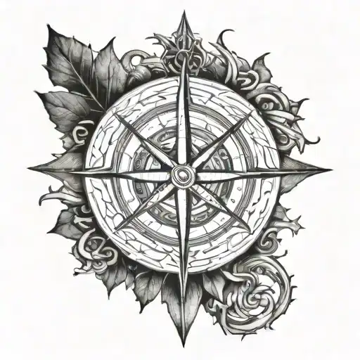 Viking Compass Surrounded By Thorn Vine