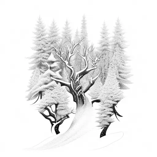 Snowboarding In A Mystical Forest