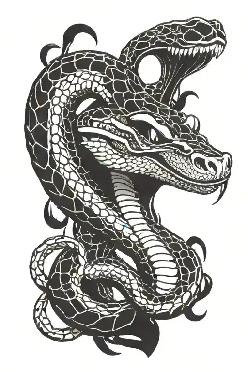 King Cobra Hood With Letter A Tattoo Design