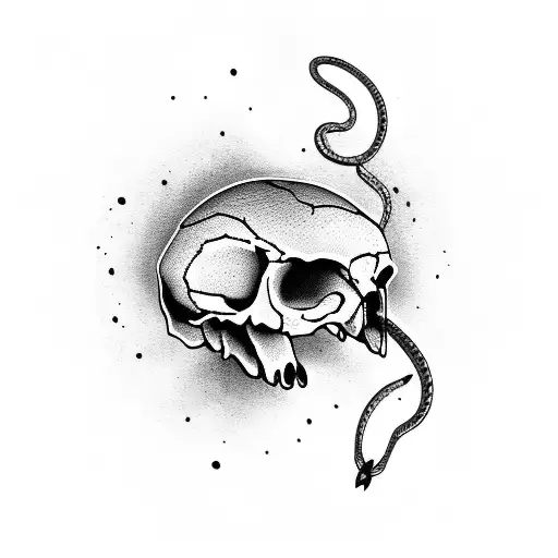 Raven Skull With Snake