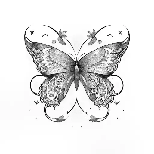 Butterfly With Lavender With Crescent Moon