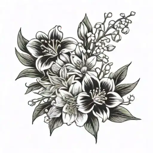 Rose Daffodil Lily Of The Valley Cosmos Flower Bouquet