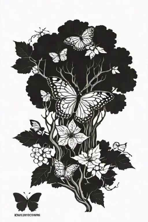 Butterfly And Tree Of Life