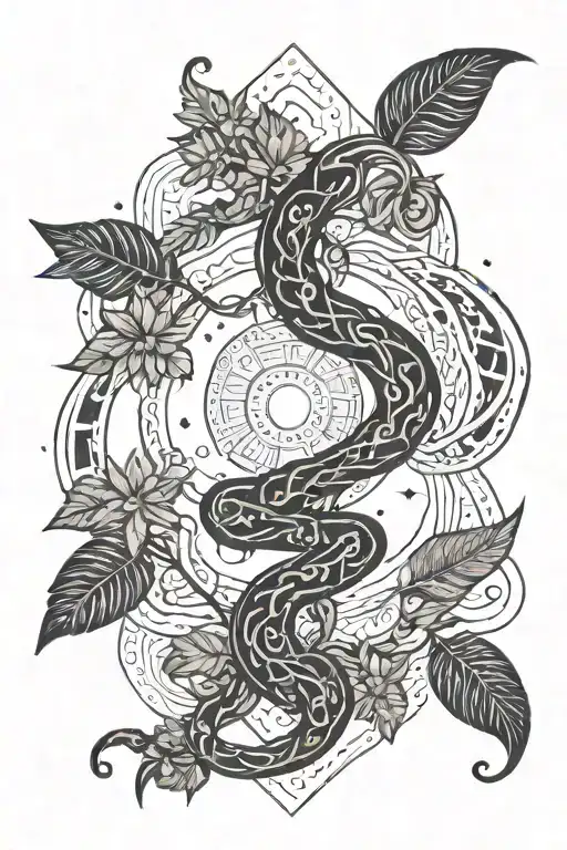 Illustration Of The Ayahuasca Vine Merging With A Cosmic Galaxy Backdrop