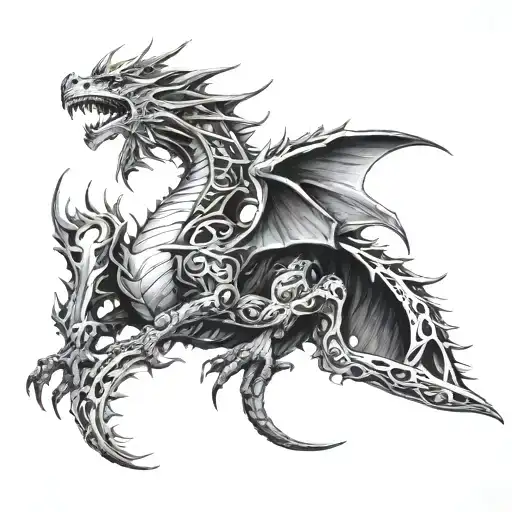 Gothic Dragon From Arm To Chest