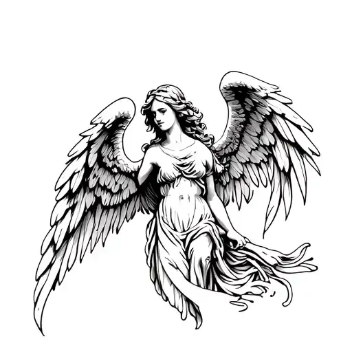 Angel Tattoo With Text Sleeve