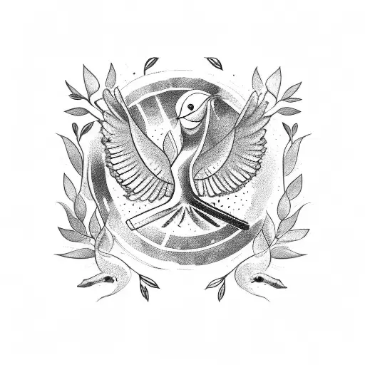 Olive Tree With Two Doves