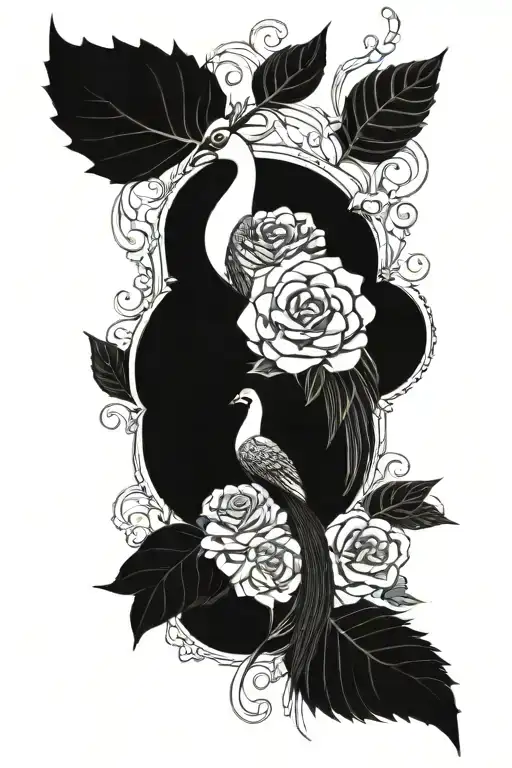 Roses And Peacock Piece Featuring