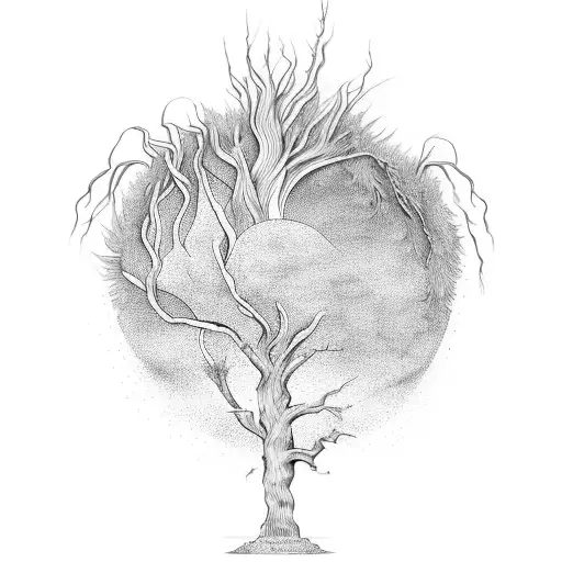 The Roots Of The Poplar Tree Wrapped Around The Sun