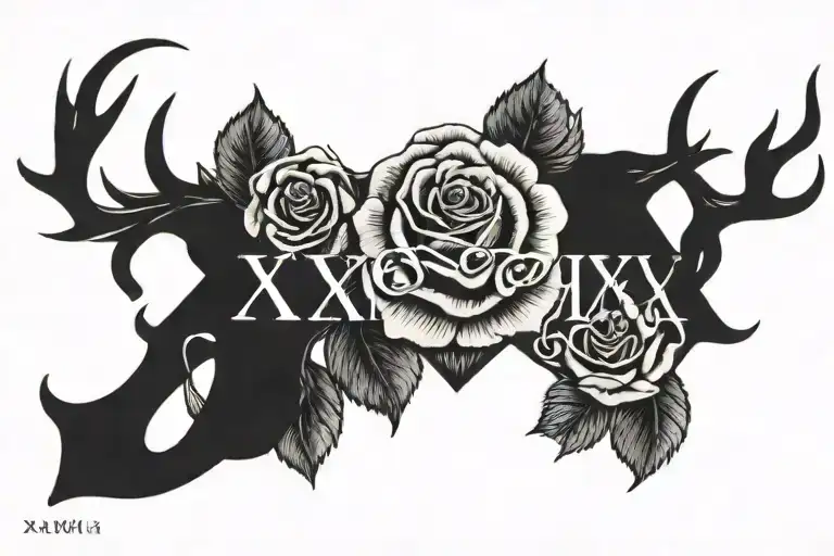 Roses And Roman Numerals Ii Xxv Mmxxiii Written And Forever Stag In The Middle In Fancy Font