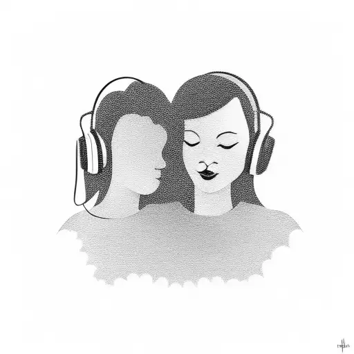 A Silhouette Of A Mother And Daughter Listening To Music
