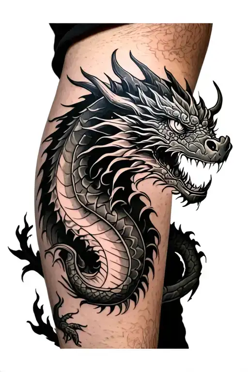 Dragon On The Leg Tattoo Design Inspired