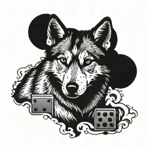 A Domino Piece With Husky Dog Eyes Surrounded