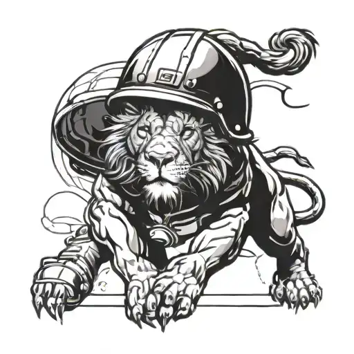 A Lion In A Military Helmet Playing A Sports Game