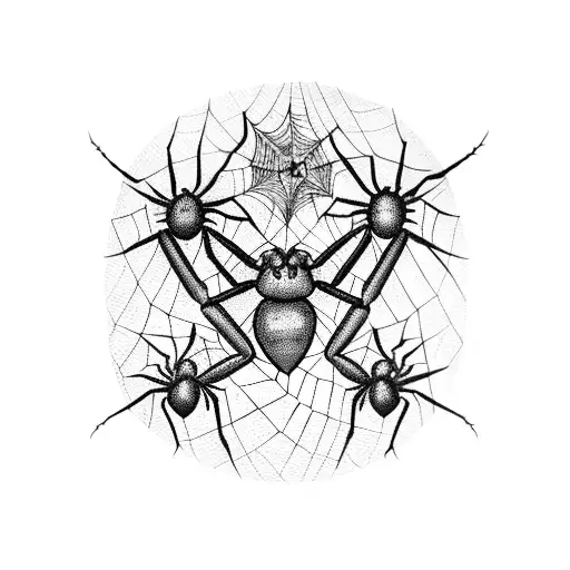 Hearts With A Spider Web In One With A Spider Coming Out Of It