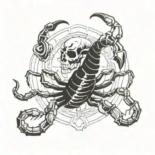 Scorpion With Skull Face And Scorpio Zodiac Sign