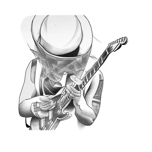 A Man Playing A Guitar In A Thunder Storm