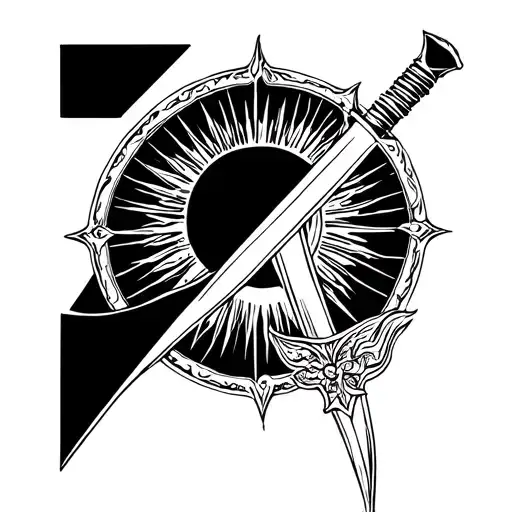Sword Going Through A Sun Symbol