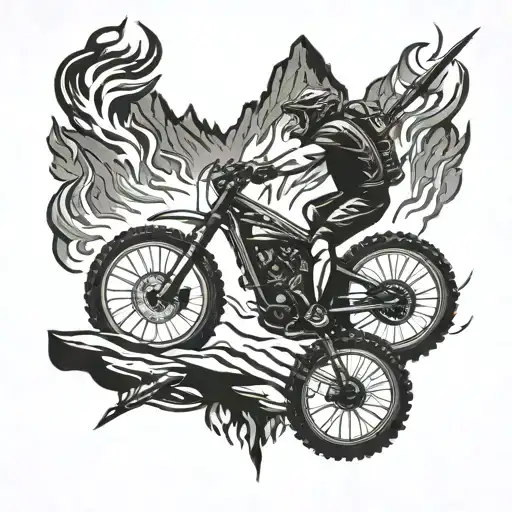 Mountain Bike With A Flaming Arrow Shooting Through It