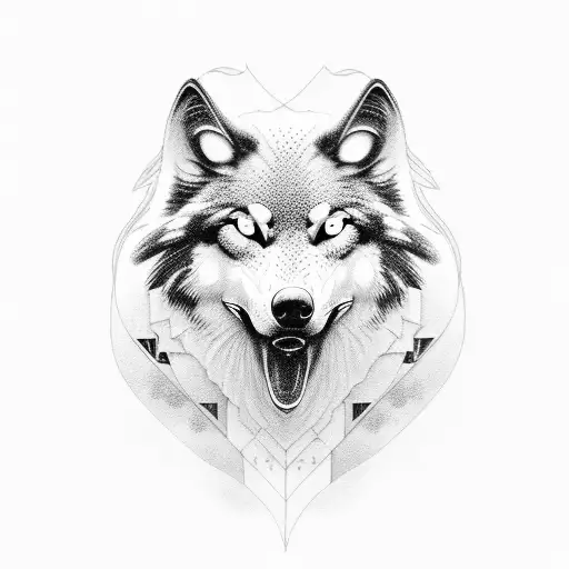 Raven Wolf Blackwork Nordic