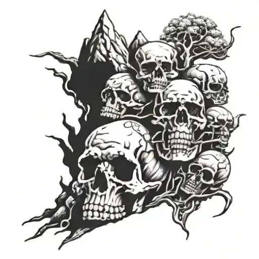 Small Mountain Of Skulls And Bones