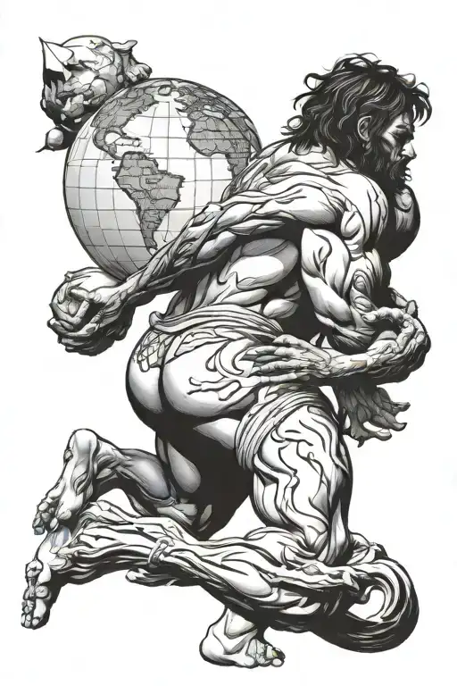 Atlas Carrying The Earth Globe In His Back