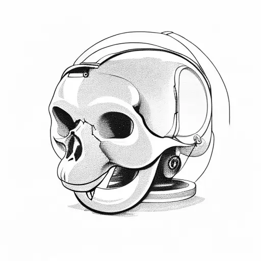 Monkey's Skull In A Astronaut Helmet