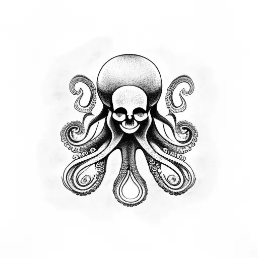 Octopus Tattoo With Skull On Head