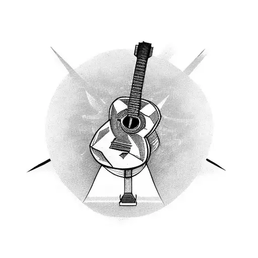 Create A Tattoo Featuring A Guitar And A Classic Arcade Game Character