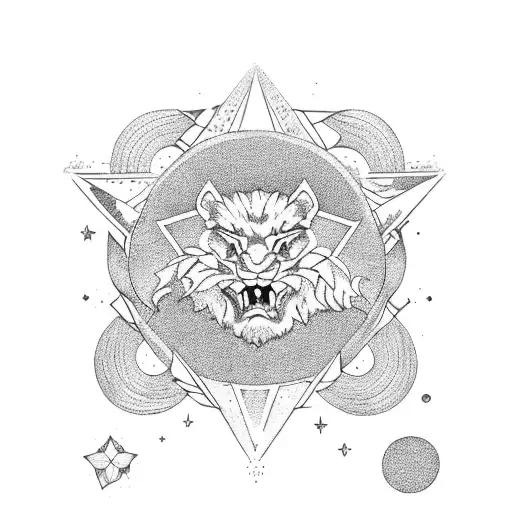 Leo Star Sign With Stars And Flowers