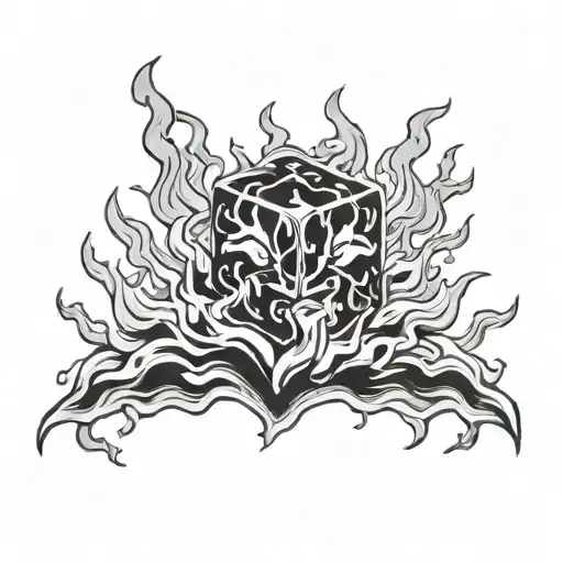 Ice Cube Surrounded By Flames Symbolizing Strength