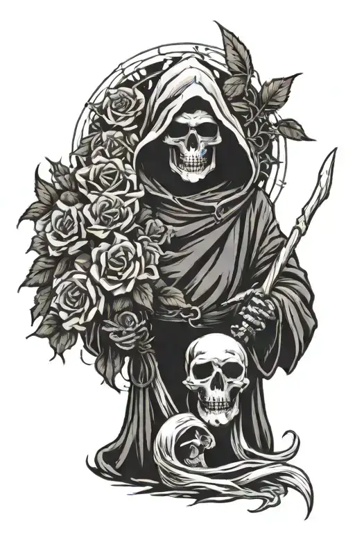 Grim Reaper Holding Flowers