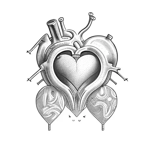 Anatomic Heart With Travel Desings Inside Including A Van