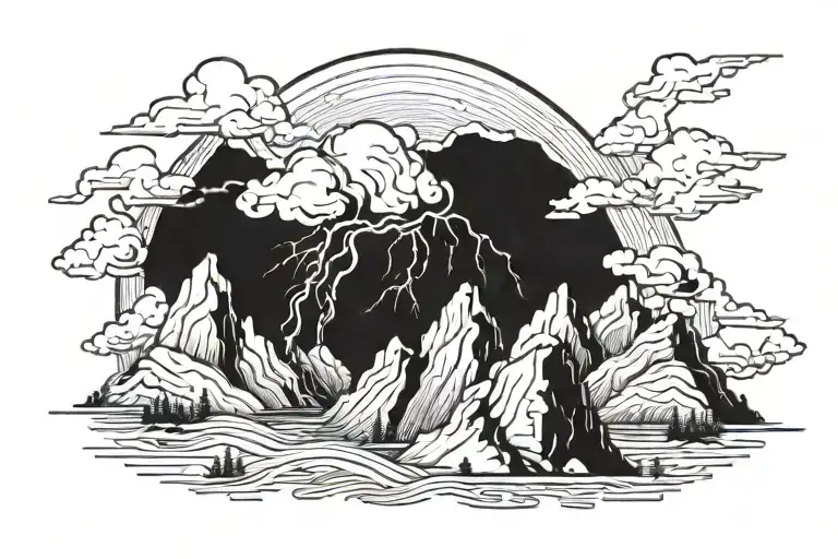 Mountain With Thunder Lightning