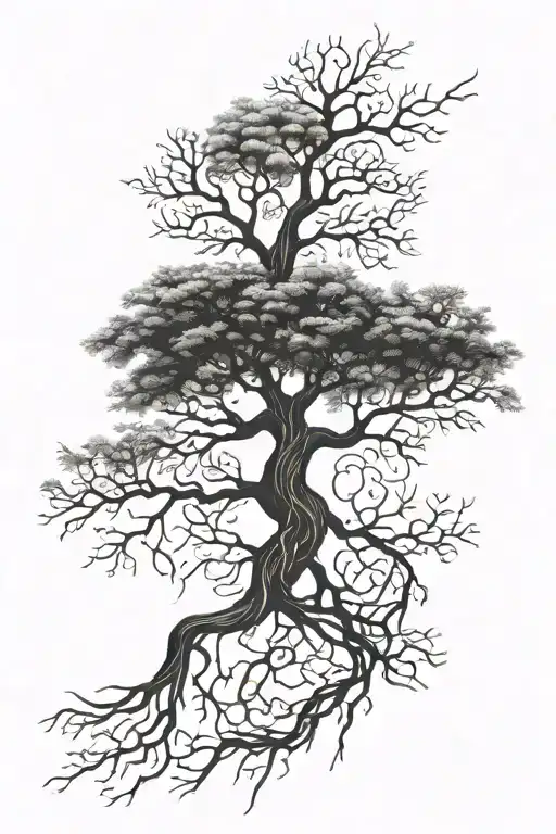 A Tree Whose Roots Turn Into A Dna Helix