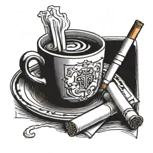 Cigarette Next To Coffee Cup