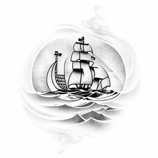 Waves Surrounding A Pirate Ship