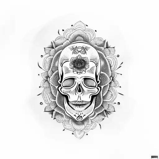 Skull With Floral And Mandela