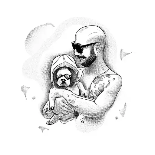 Couple On Beach With Baby And Dog