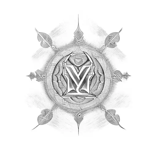 Unalome Symbol With Nirvaan Written Inside