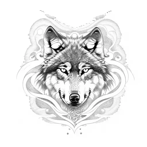 Wolf With Ocean Waves