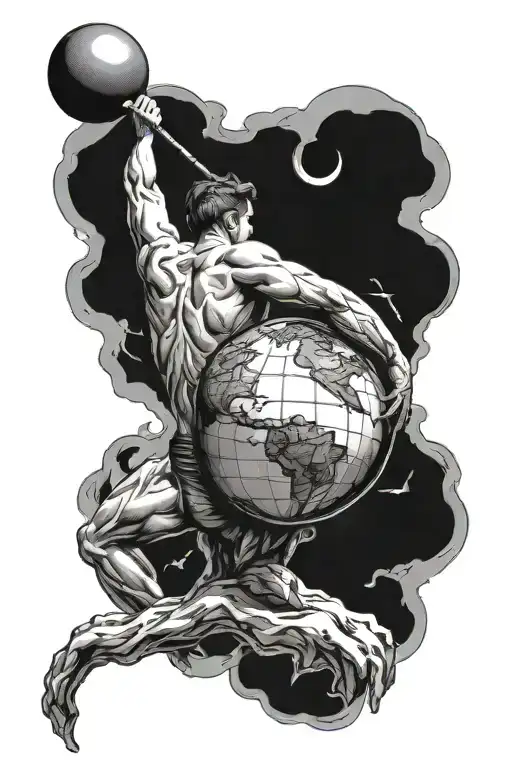 Atlas Carrying The Earth Globe In His Back