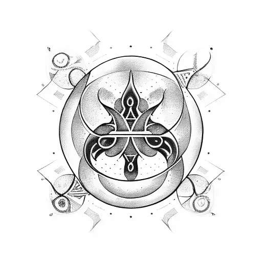 Tattoo Template Of The Result Of The Fusion Between The Symbols Of Aquarius And Gemini