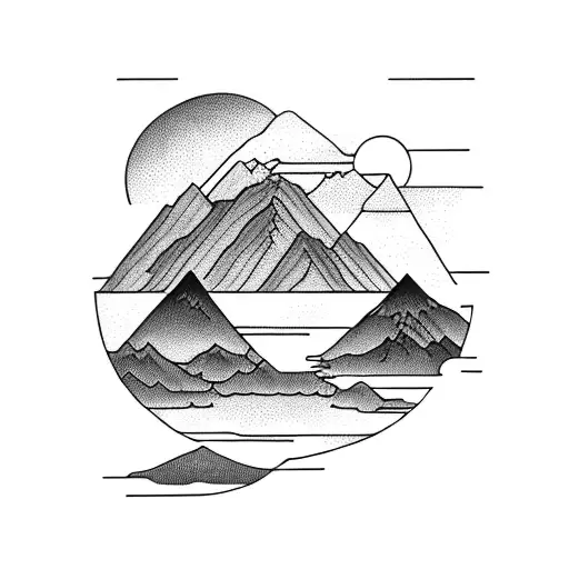 Lake With Mountain And Sunset