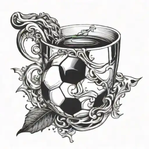 Incorporate A Soccer Ball And A Coffee Cup In A Dynamic Composition