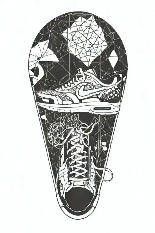 Design A Tattoo Featuring A Sneaker Made Up Of Intricate Geometric Patterns