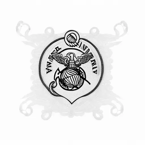 Marine Corps Emblem Dog Tags Ammunition Roses Lace Sleeve