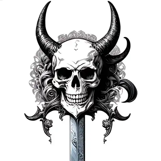 Skull With Horns Sword